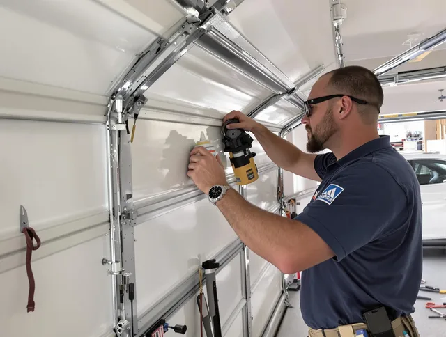 Windham Garage Door Repair technician quieting a noisy garage door in Windham