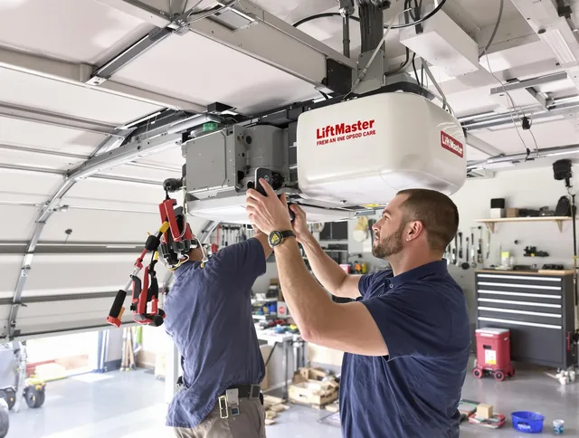 Windham Garage Door Repair technician performing advanced diagnostics on garage opener in Windham
