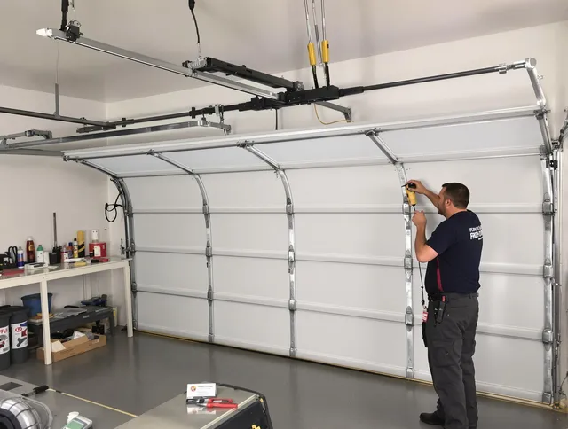 Windham Garage Door Repair certified technician performing overhead door system repair in Windham
