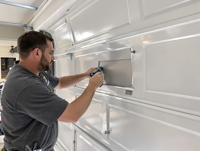 Garage door panel repair by Windham Garage Door Repair in Windham