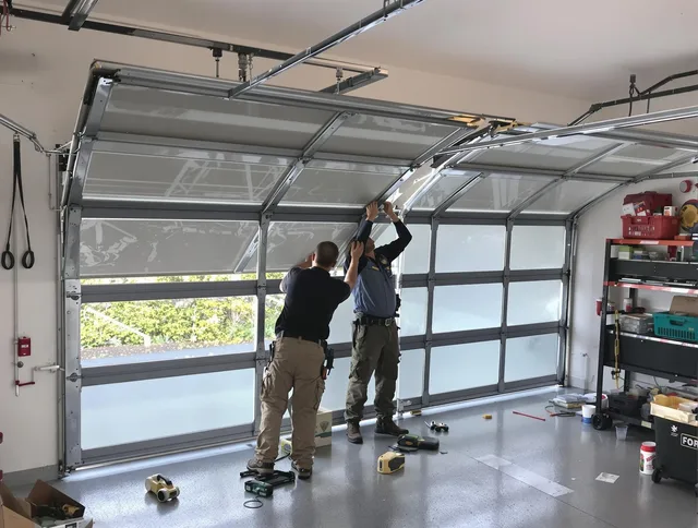 Windham Garage Door Repair expert performing precise panel replacement on Windham garage door